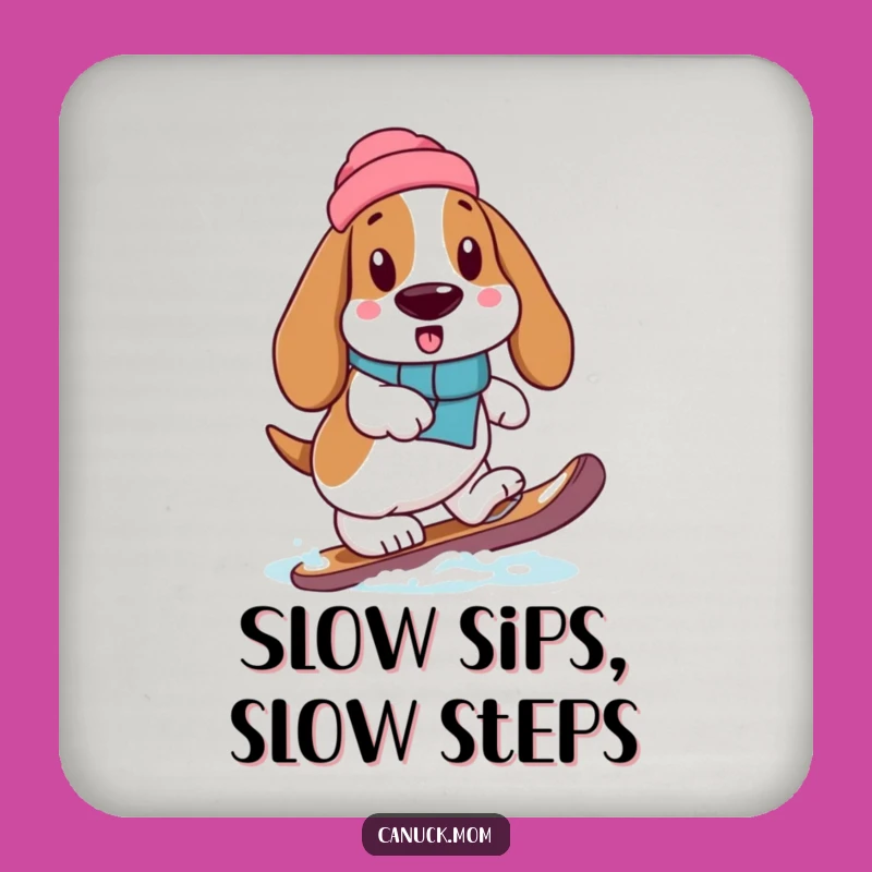 Funny Basset Hound Snowshoe Coaster: Protect Surfaces with Humor & Caution