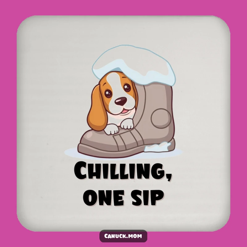 Funny Basset Hound Snowshoe Coaster - Whimsical Winter Table Decor