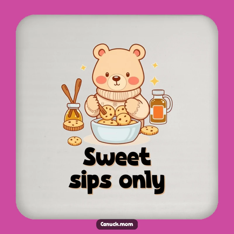 Funny Bear Baking Sweater Coaster: Protect Surfaces Sweetly
