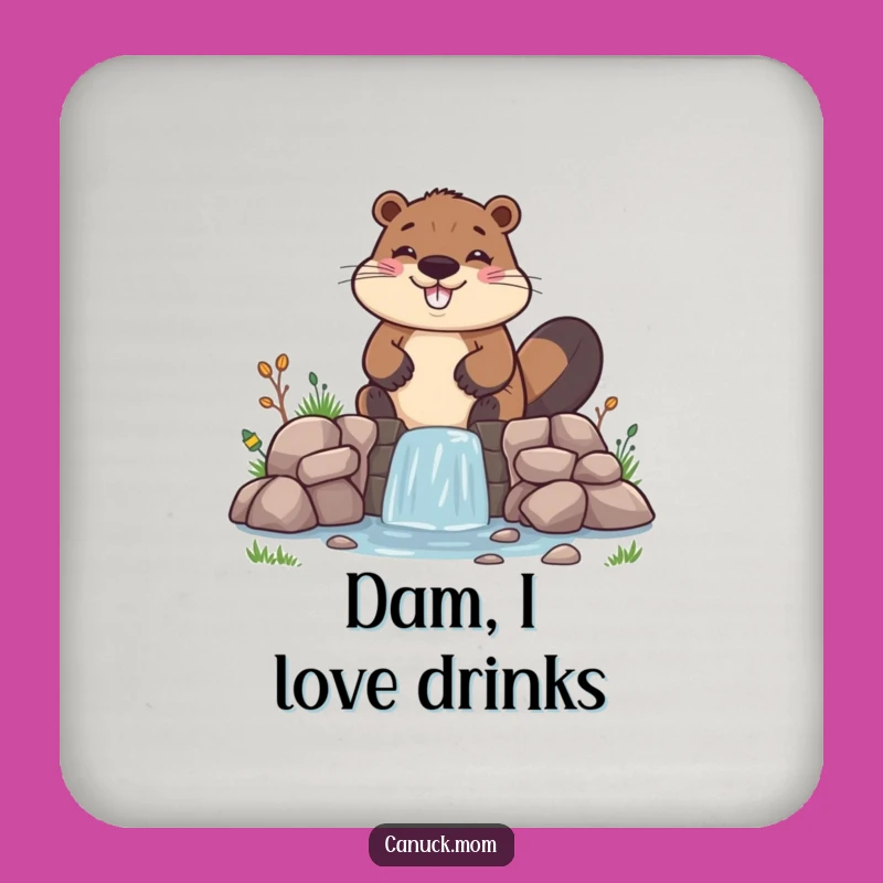 Funny Beaver Building Dam Coaster - Protect Surfaces with Humorous Charm