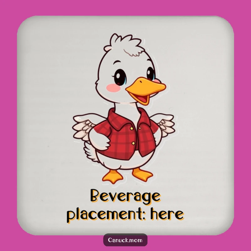 Funny Canadian Goose Coaster: Protect Surfaces with This Plaid Charm, a Quirky Funny Gift!