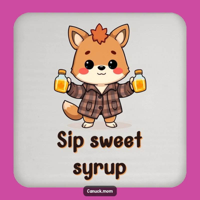 Funny Canadian Juggler Maple Syrup Coaster - Protect Surfaces with Humor!