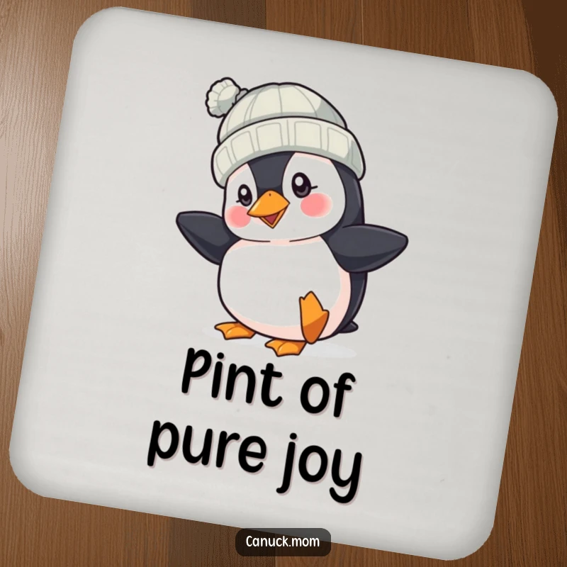 Funny Puffin Hat Coasters: Cheerful puffins tap their feet, protecting surfaces with a dose of whimsical humor and bird-themed charm.