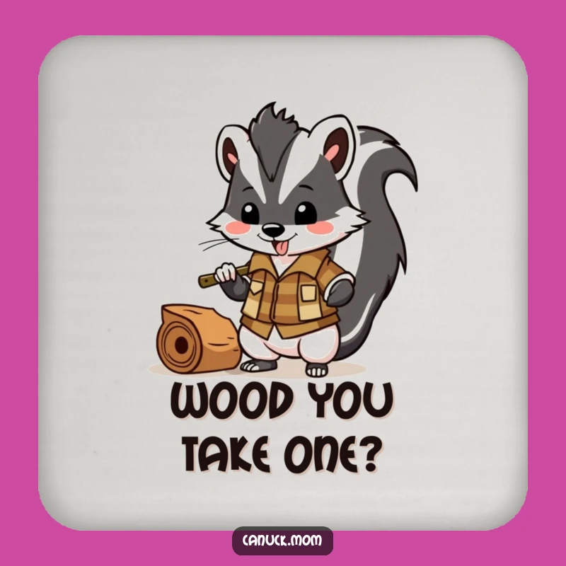 Funny Skunk Lumberjack Coaster: Chopper Bandit Drink Protector Gift