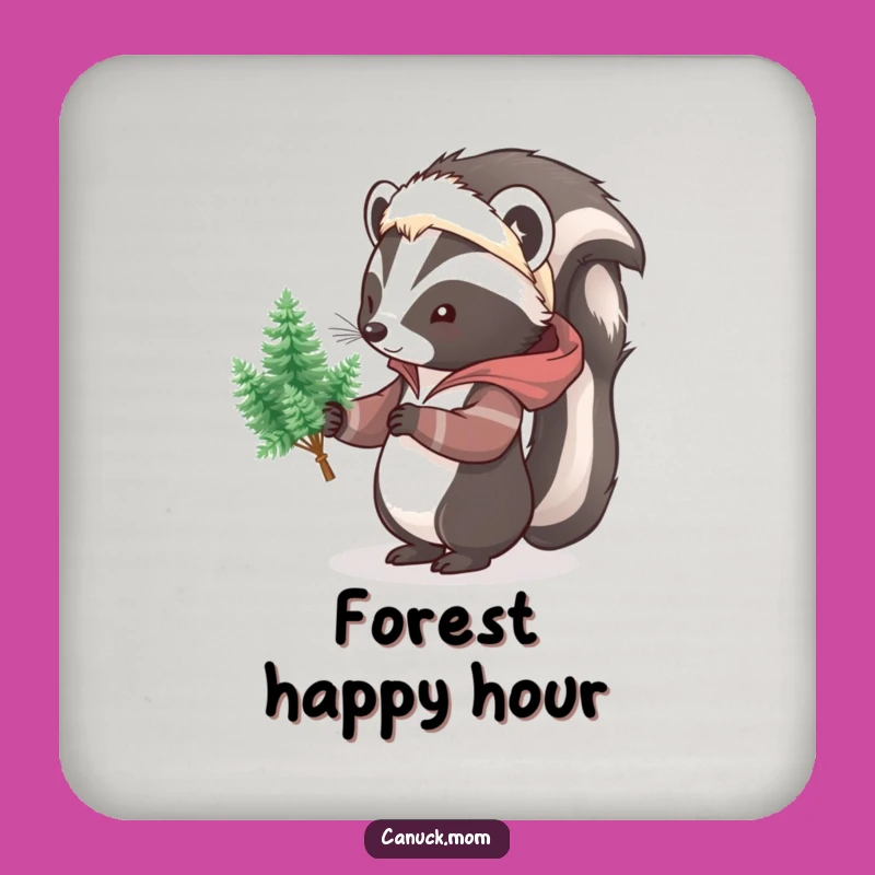 Funny Skunk Pine Tree Coaster: Protect Surfaces with Humor, Unique Gift