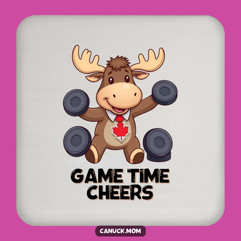 Funny Moose Hockey Coaster, Juggling Pucks Protect, Perfect Gift for Tables