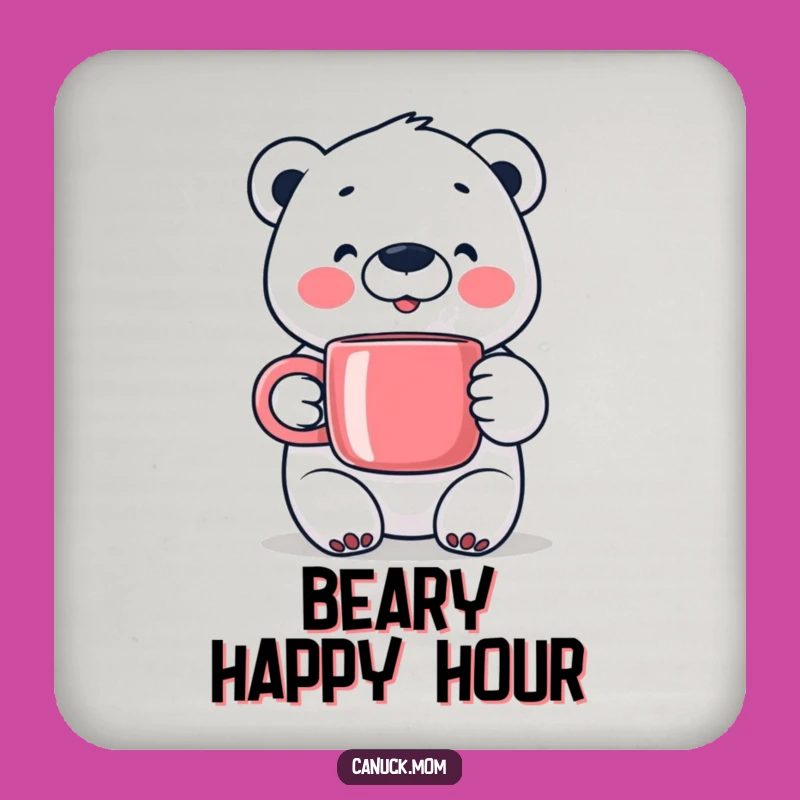 Happy Polar Bear Coaster - Protect Surfaces with Arctic Charm