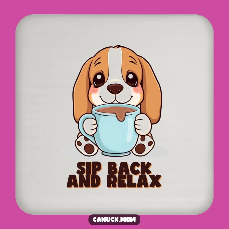 Funny Basset Hound Hot Chocolate Cozy Coaster: Protect Surfaces with Warmth