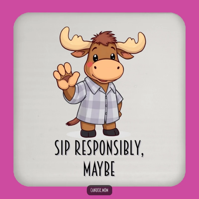 Funny Moose Checkered Shirt Coaster: Protect Surfaces with Humor