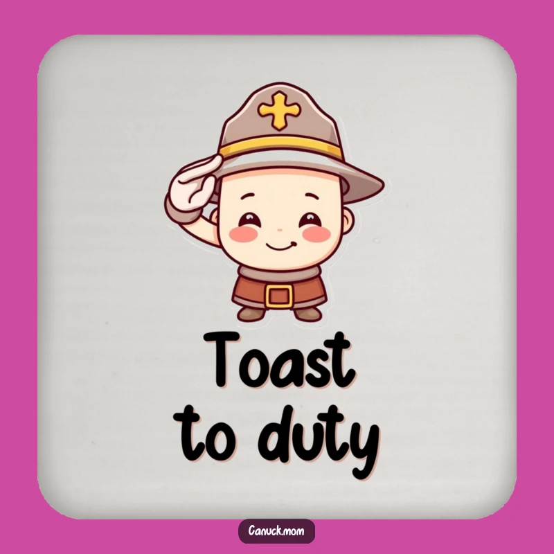 Funny Mountie Hat Coaster: Saluting Smile to Protect Your Surfaces