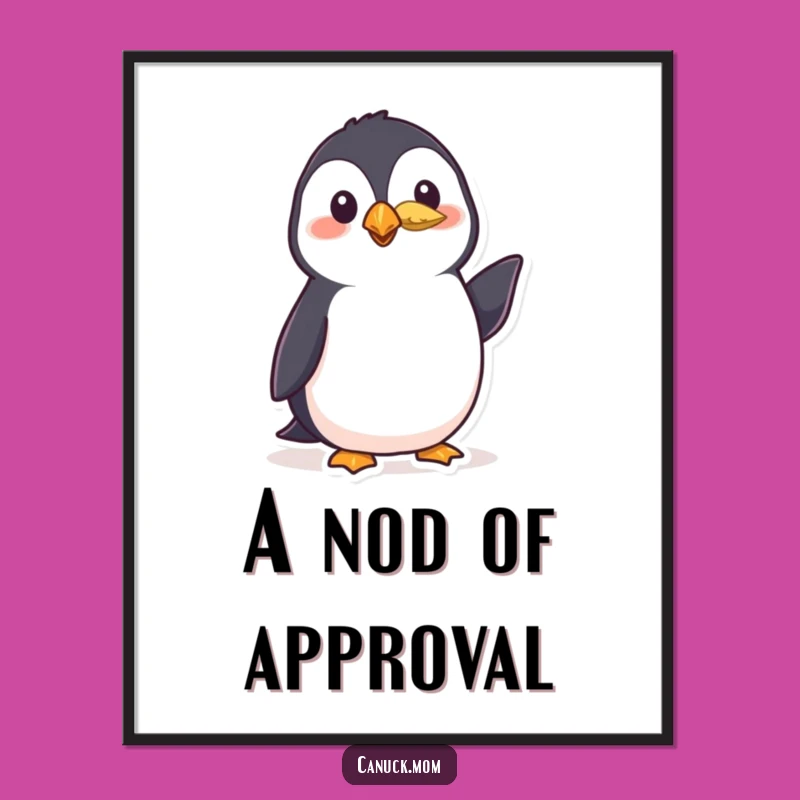 Funny Polite Puffin Poster - Feathered Nod Wall Art, a Hilarious Avian Decor Gift