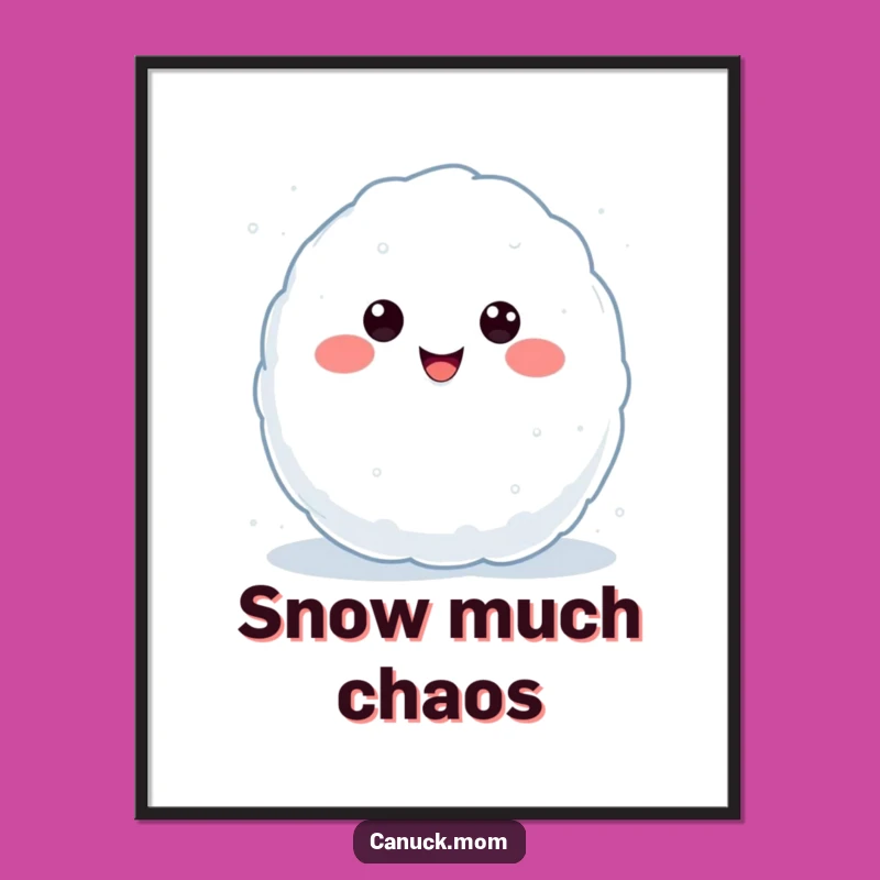 Funny Kawaii Snowball Poster: Decorate with This Throwing Character, a Whimsical Funny Gift!