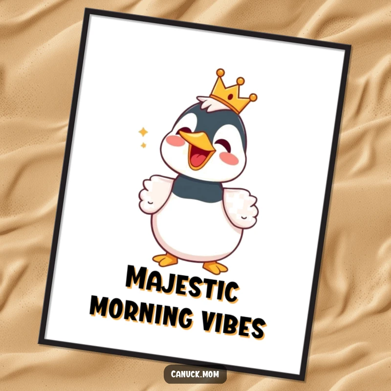 Funny Loon Poster depicting a crowned bird in joyful song, adding a whimsical and humorous touch to any room.