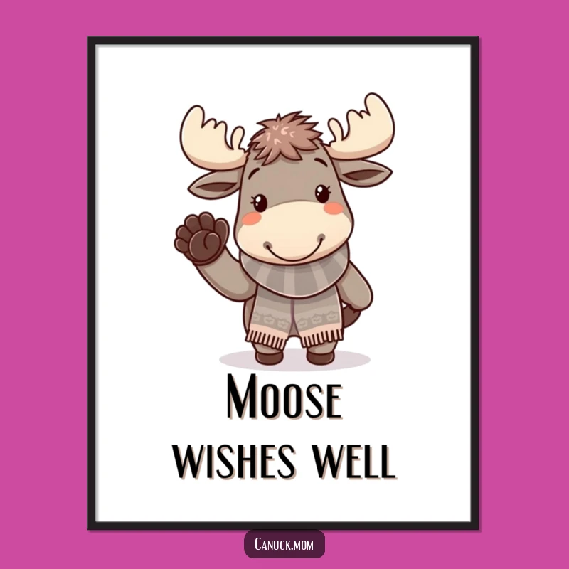 Funny Moose Poster - Cheerful Winter Scene Art, Perfect Winter Funny Gift