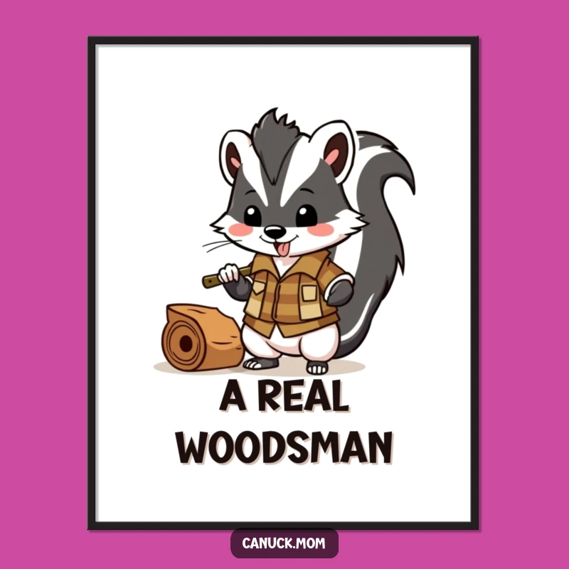 Funny Skunk Lumberjack Poster: Rugged Chopper Bandit Wall Art Gift