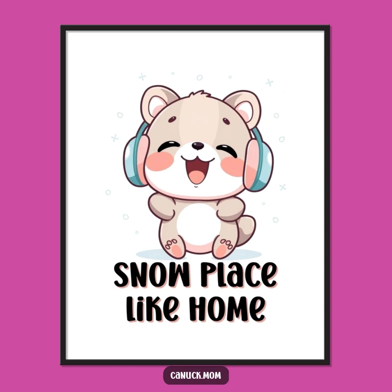 Funny Snow Catcher Poster: Earmuff Animal Laughing Art, Hilarious Winter Decor