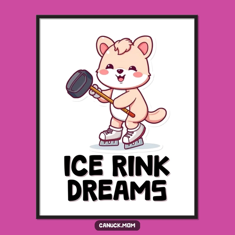 Funny Hockey Animal Skating Poster - Hilarious Wall Art Gift