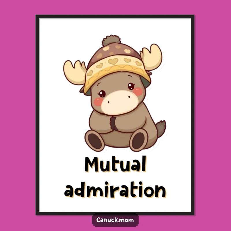 Funny Toque Character Moose Hug Poster: Charming Winter Wall Art