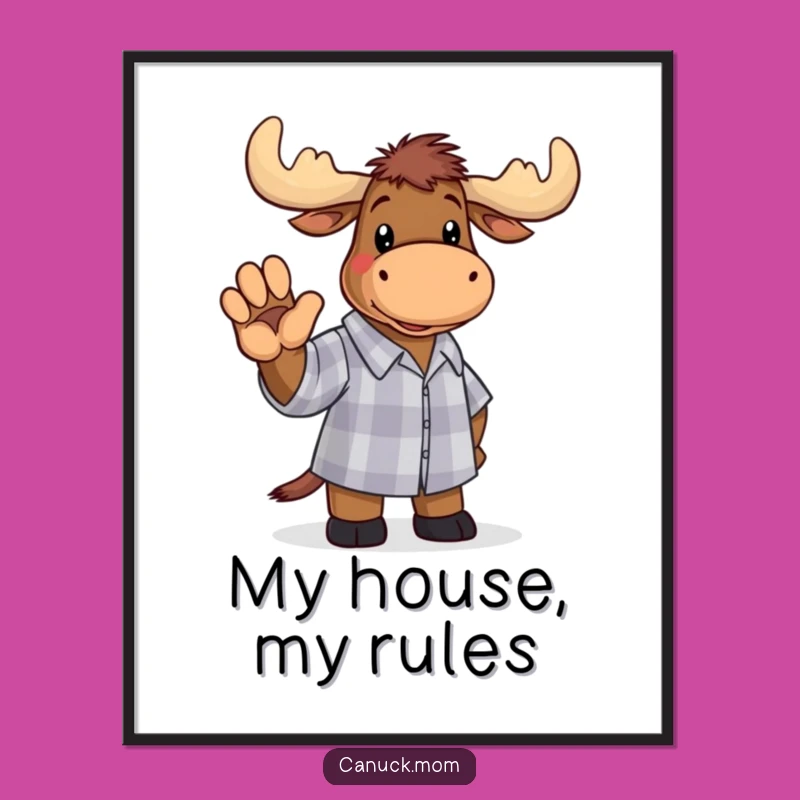 Funny Moose Checkered Shirt Poster: Hilarious Woodland Wall Art Gift