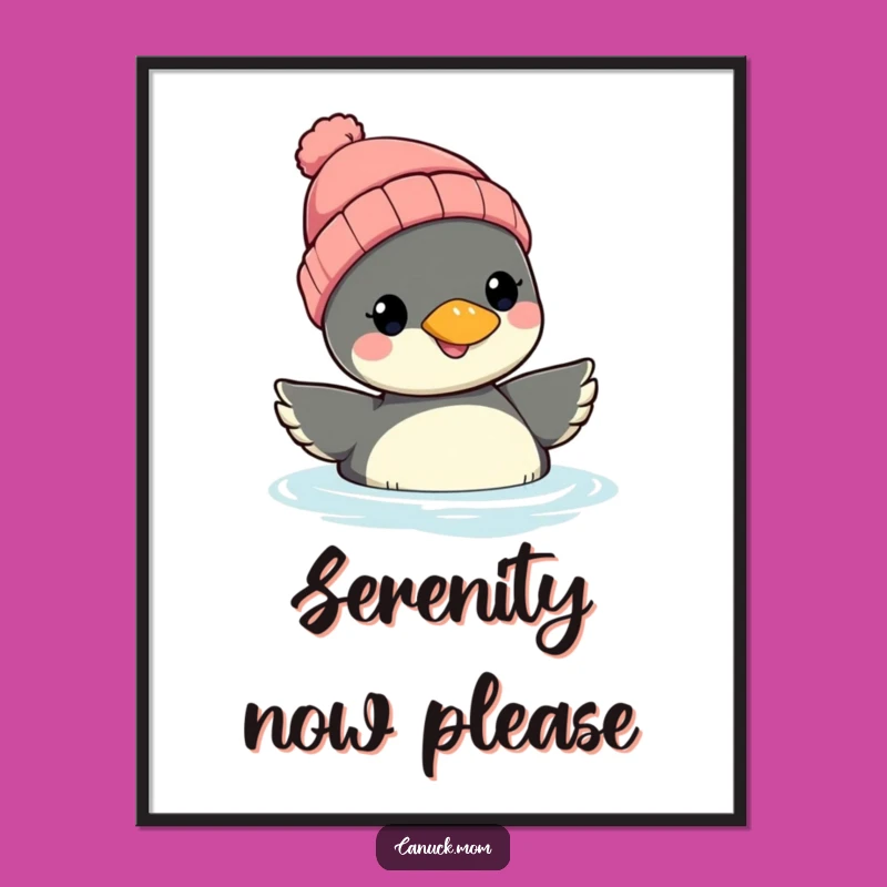 Funny Loon Beanie Poster: Serene Floater Art, Whimsical Wall Decor & Funny Gift