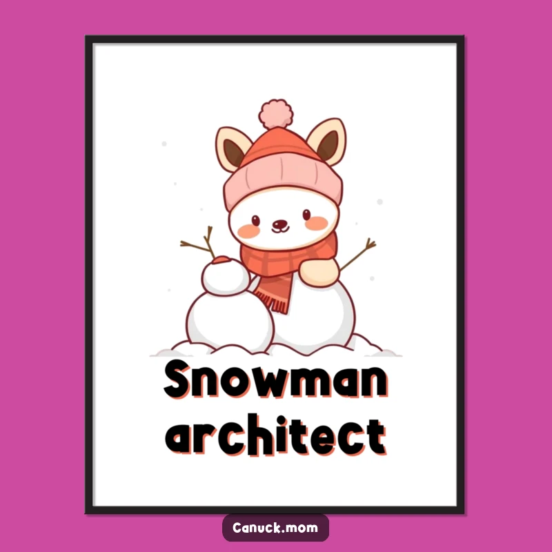 Funny Winter Animal Snowman Poster - Cheerful Wall Art Gift