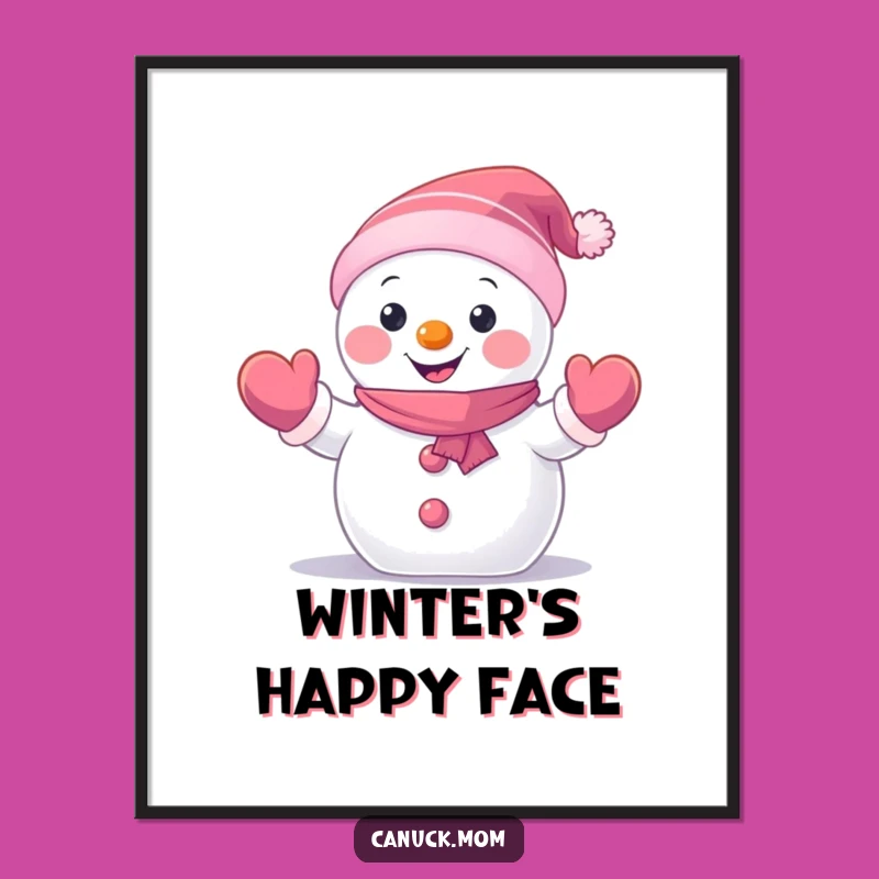 Funny Snowman Poster: Decorate with This Waving Character, a Cheerful Winter Funny Gift!