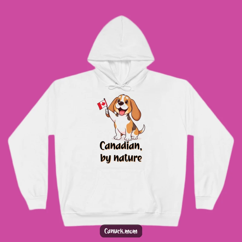 Cozy Funny Basset Hound Canadian Flag Hoodie - Warm Patriotic Gift