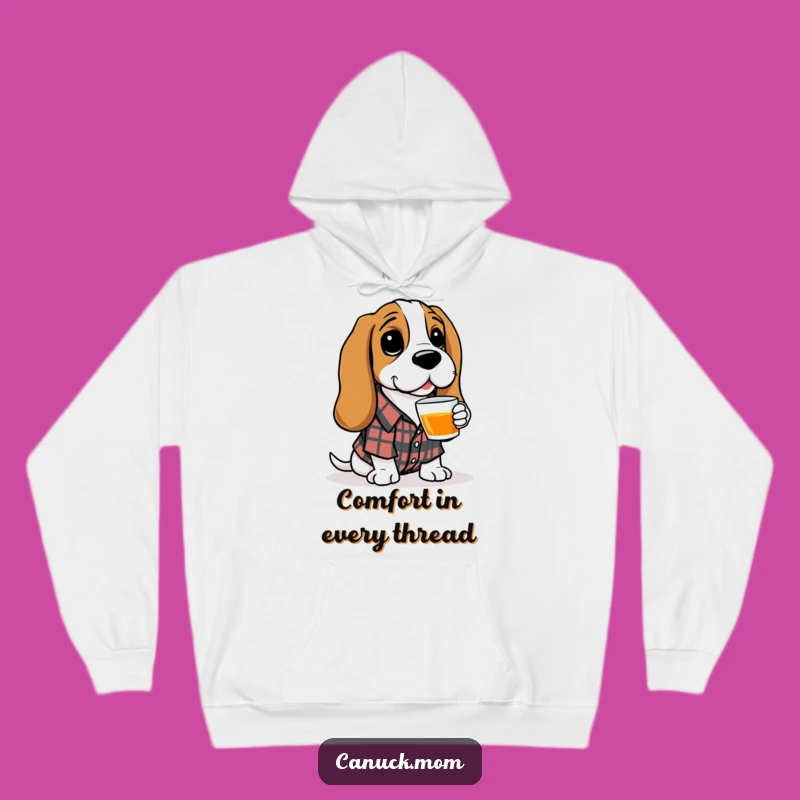 Cozy Funny Basset Hound Hoodie - Plaid Shirt Dog, Warm & Comfy Funny Gift