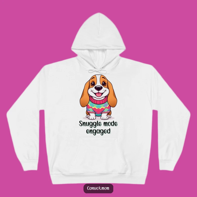 Cozy Funny Basset Hound Sweater Hoodie - Cheerful Knitted Dog, Ideal Warm Funny Gift
