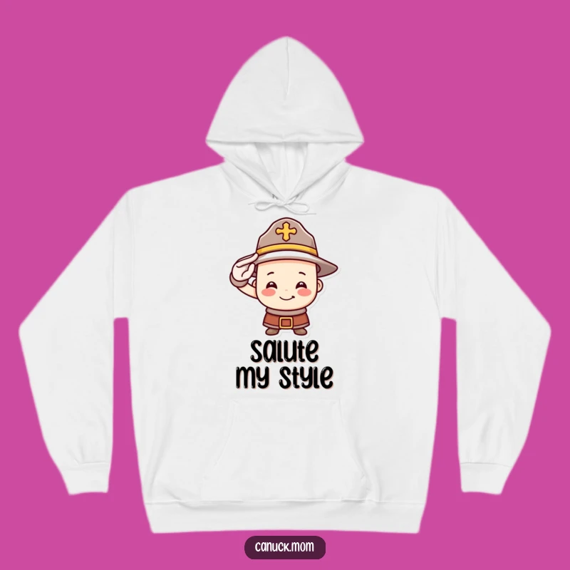 Funny Mountie Hat Hoodie: Cozy Saluting Smile for Cold Weather Adventures
