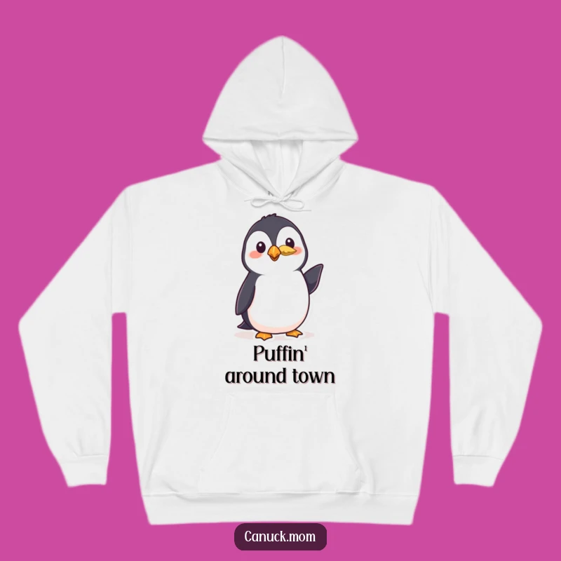 Funny Polite Puffin Hoodie - Cozy Feathered Nod Sweatshirt, a Hilarious Bird Lover Gift