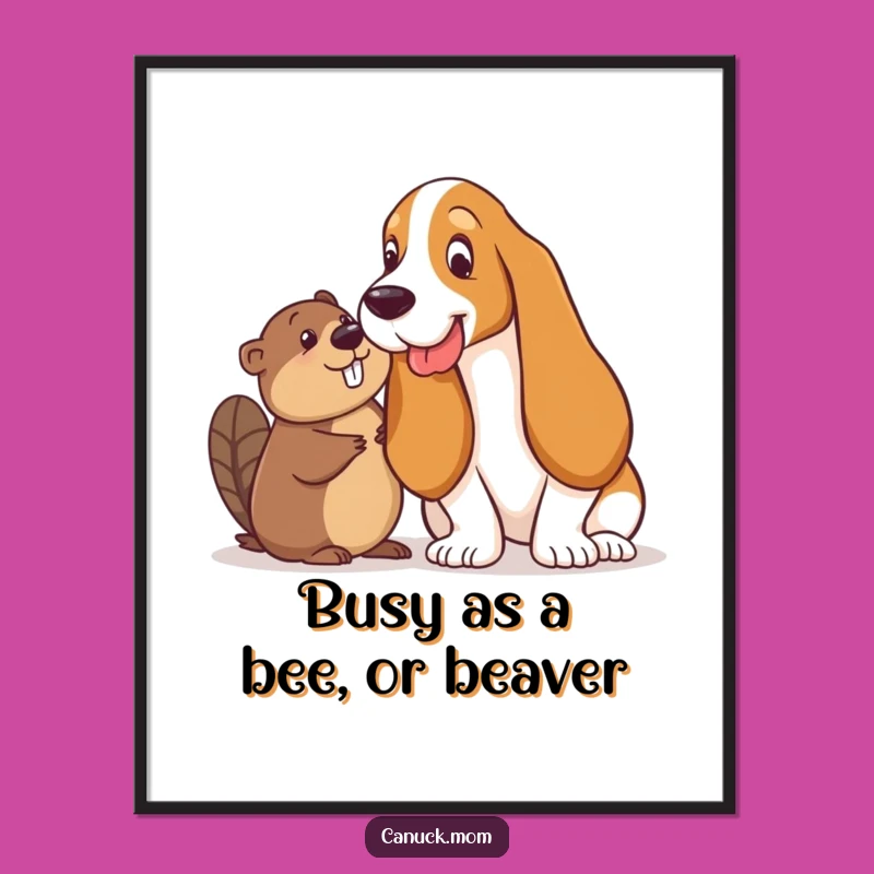Free Printable Basset Hound Beaver Art - Funny Animal Downloadable Decor