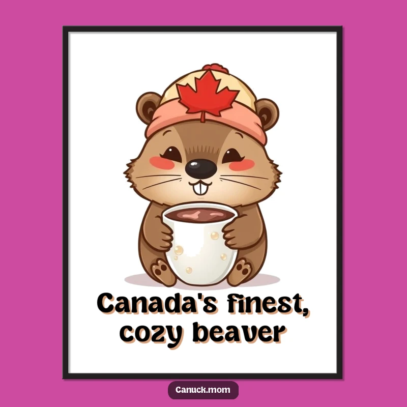 Free Printable Wall Art: Cozy Beaver Toque - Funny Canadian Decor!