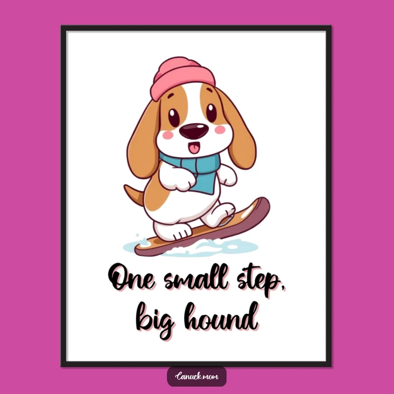 Free Printable Basset Hound Wall Art: Snowshoe Care Funny Downloadable Decor