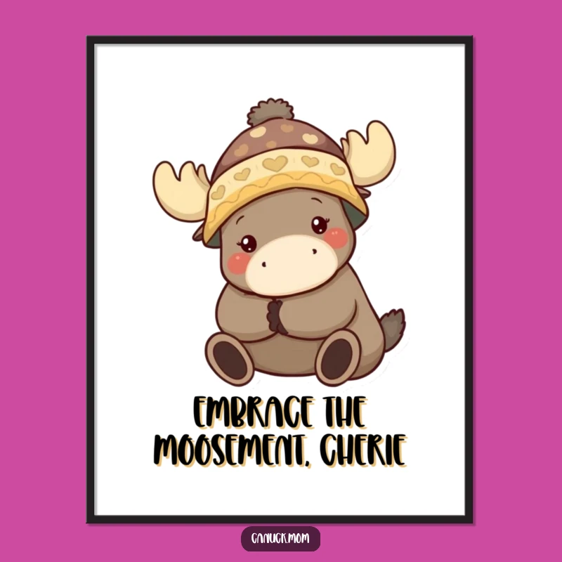 Free Printable Toque Animal Wall Art: Funny Hugging Moose Decor Downloadable!
