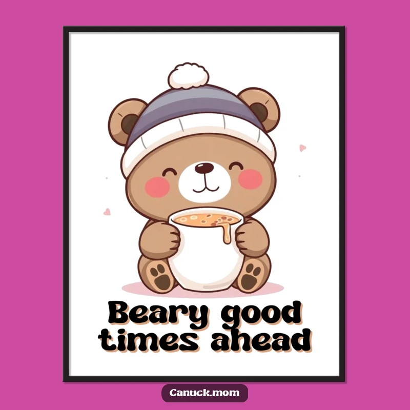 Free Printable Wall Art: Bear Sipping Cocoa - Funny Downloadable Art for Home