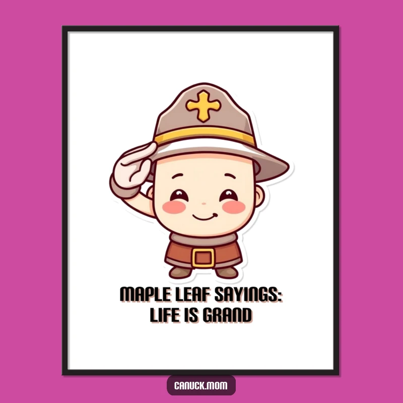 Free Printable Wall Art: Saluting Mountie Hat, Funny Humorous Downloadable Art Print!