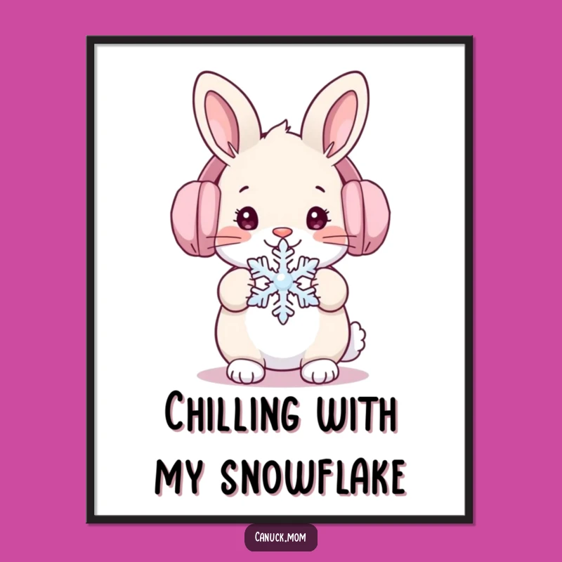 Funny Free Printable Wall Art: Snowflake Rabbit Ear Muffs Downloadable Decor