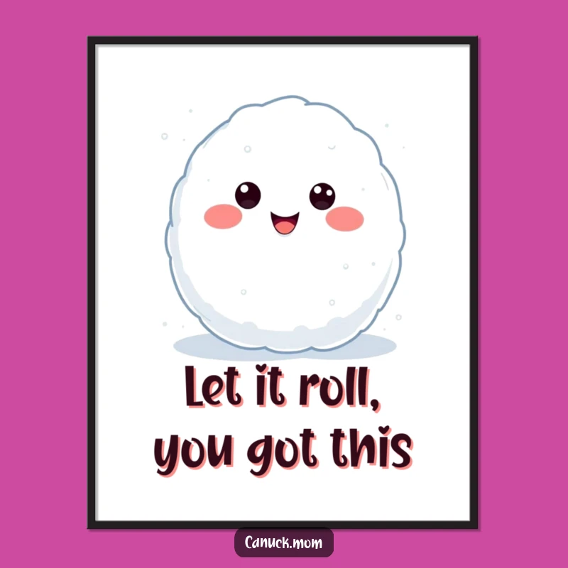 Free Printable Funny Wall Art: Kawaii Snowball Throw, Cute Decor