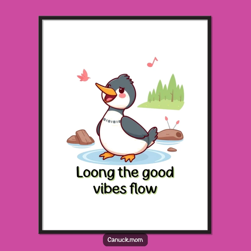 Free Printable Loon Wall Art: Kawaii Singer's Lakeside Melody Decor Downloadable