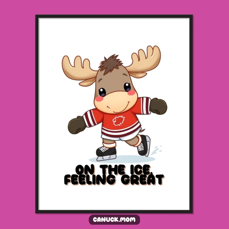 Free Printable Wall Art: Moose Hockey Fun! Skating Joy, Funny Downloadable Art Gift.
