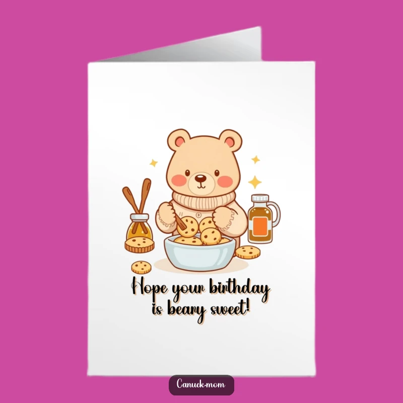Cozy Bear Birthday Card Free Printable: Baking & Sweet Downloadable Gift