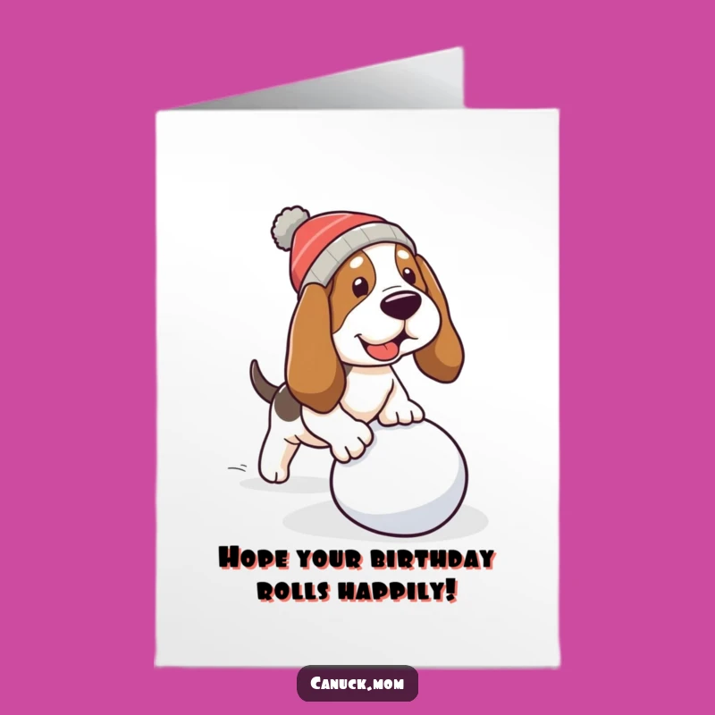 Free Printable Birthday Card: Tripping Basset Hound Funny Downloadable Gift