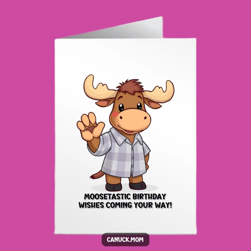 Funny Moose Birthday Card Free Printable: Waving & Cheerful Downloadable Gift