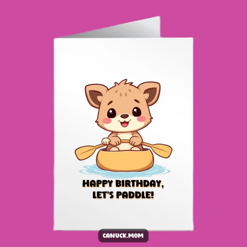 Free Printable Birthday Card: Cheerful Canoe Animal Adventure - Downloadable Gift