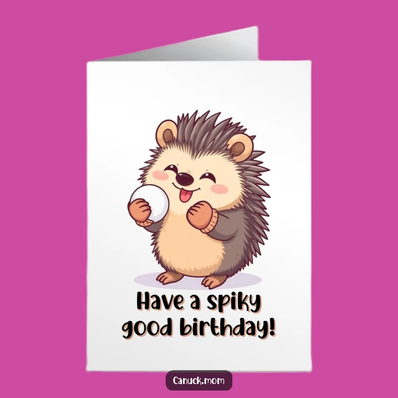 Free Printable Birthday Card: Porcupine's Snowball Fun - Funny Downloadable Gift