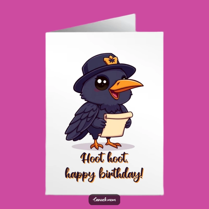 Free Printable Birthday Card: Funny Raven Mountie, Downloadable DIY Humor