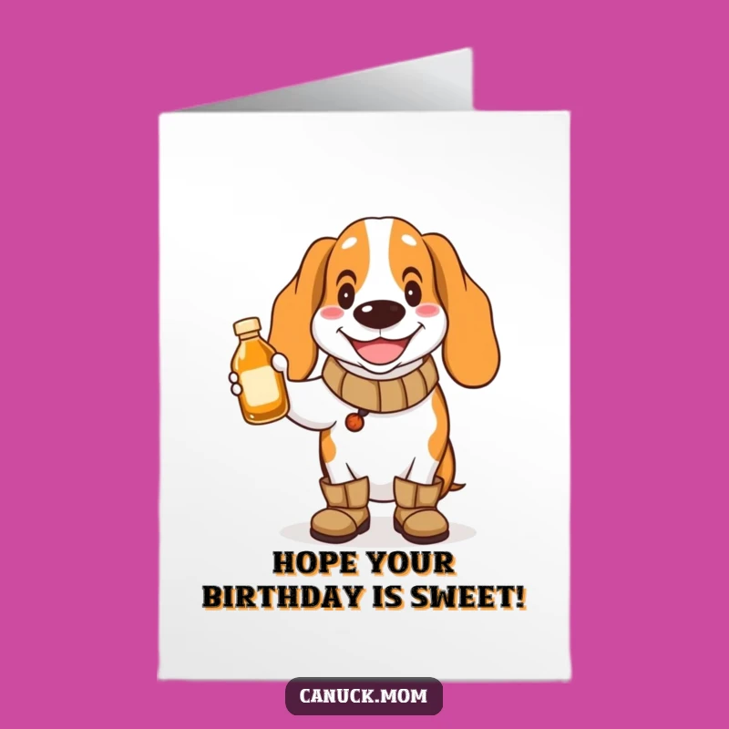 Free Printable Birthday Card: Syrup Basset Hound Funny Downloadable Sweet Gift