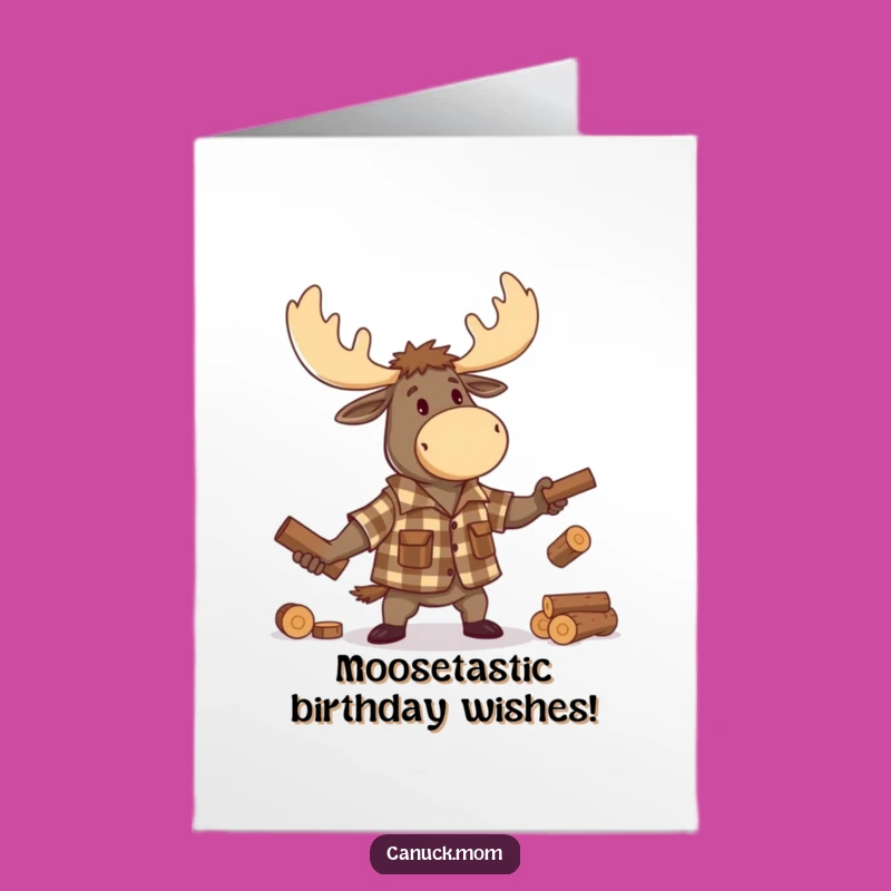 Funny Free Printable Birthday Card: Juggling Moose Lumberjack, Downloadable DIY Gift