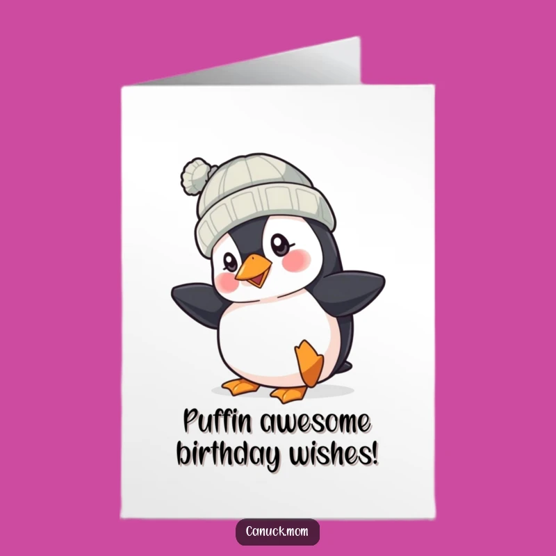 Free Printable Birthday Card: Cheerful Puffin Tapping Foot, Hilarious Downloadable Gift